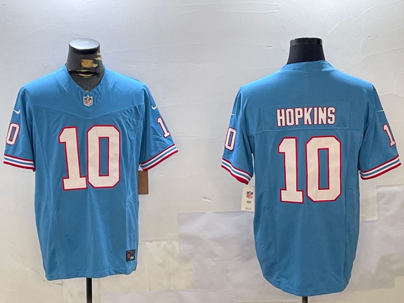 Men Tennessee Titans #10 Hopkins Light Blue Throwback Three generation 2024 Nike Limited NFL Jersey style 1